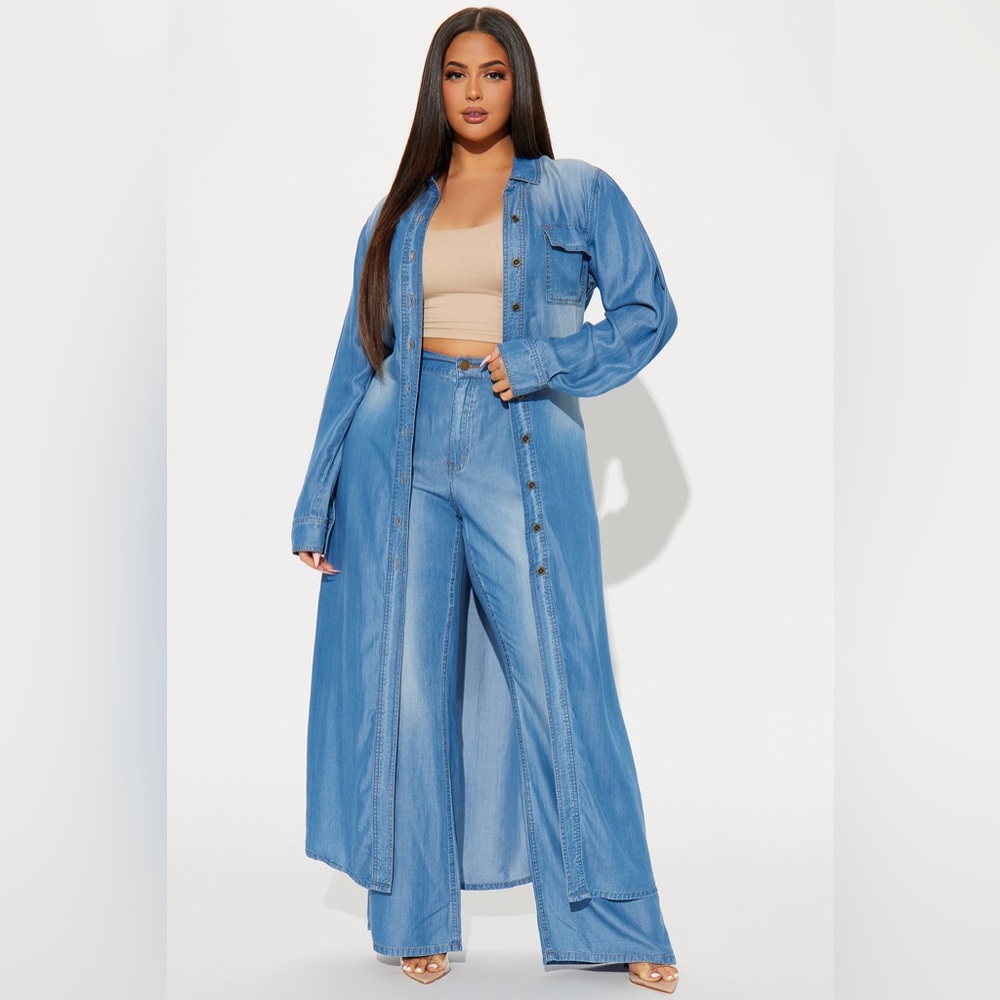 Fashion Nova Blue Wide Leg Jumpsuit